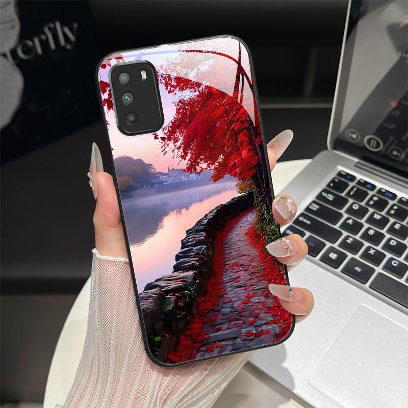 

For Xiaomi Poco M3 Phone Case Trendy Fantasy Design Tempered Glass Hard Bumper For POCOM3 POCO M 3 Full Protection Back Covers Xiaomi Poco M3