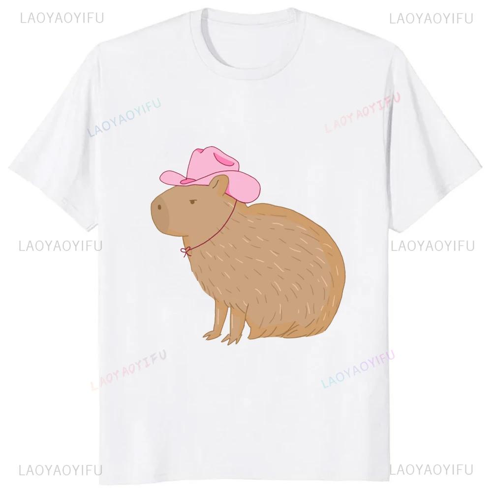 Dont Be Worry Be Capy Printed Retro Funny Capybara Graphic T Shirts Streetwear Short Sleeve Man Tshirt Loose Casual Women Tees