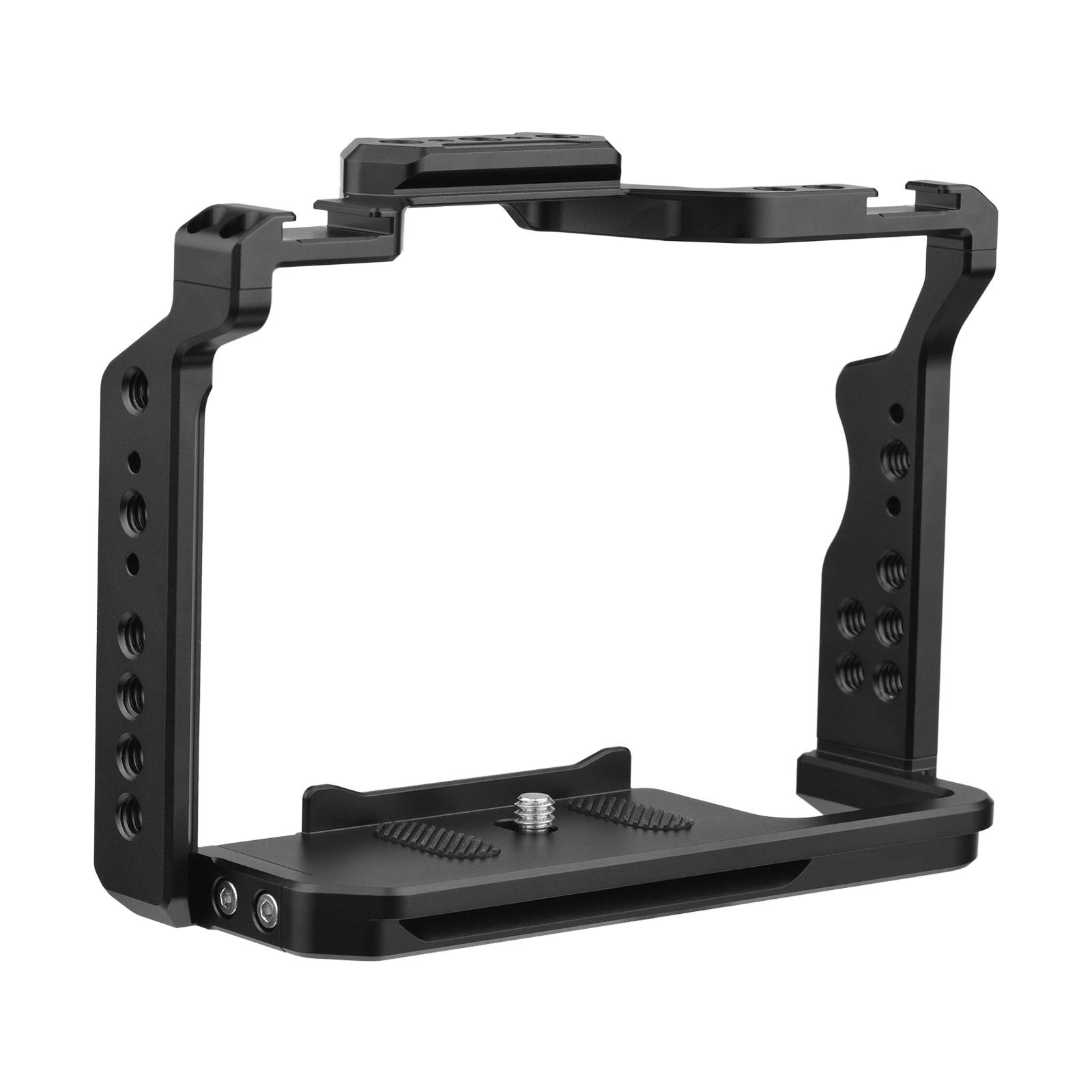 Andoer Camera Cage Aluminum Alloy Video Cage with Dual Cold Shoe Mounts Numerous 1/4 Inch Threads Replacement for Sony A7IVA7III violetto