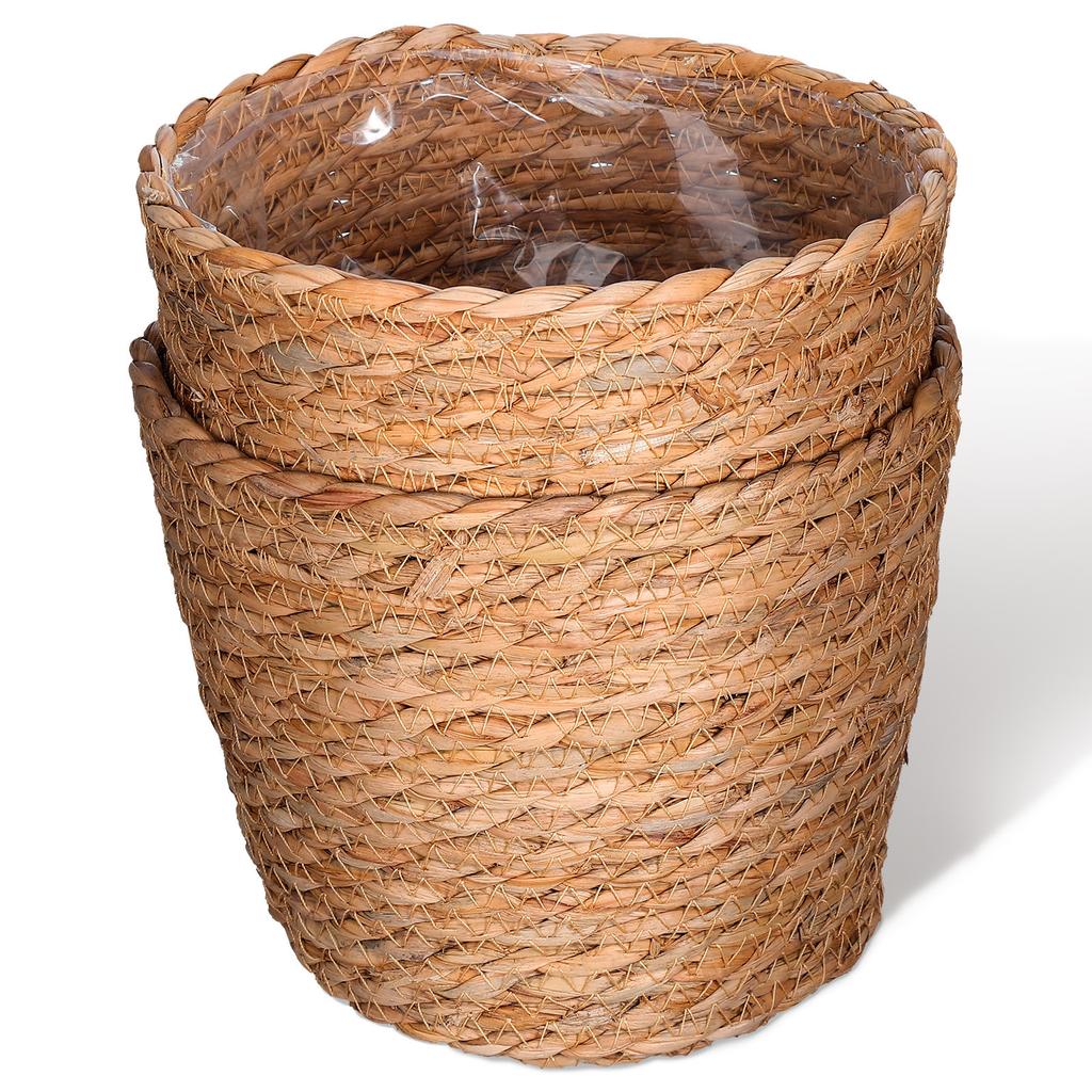2pcs Rattan Flower Woven Handmade Straw Indoor Plant Storage Basket Home Decor Lightweight Compact Size Seagrass Planter