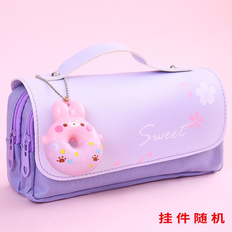 Stationery box pencil bag, primary school girl's simple large capacity, super cute girl's heart, decompression pencil case bag