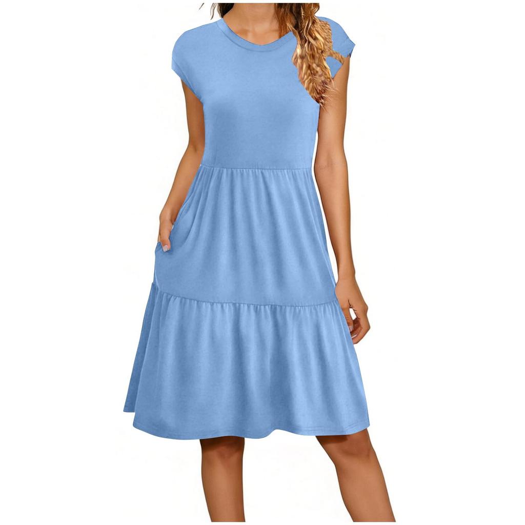 Women's Summer Fashion Sleeveless Round Neck Loose Patchwork Casual Dress