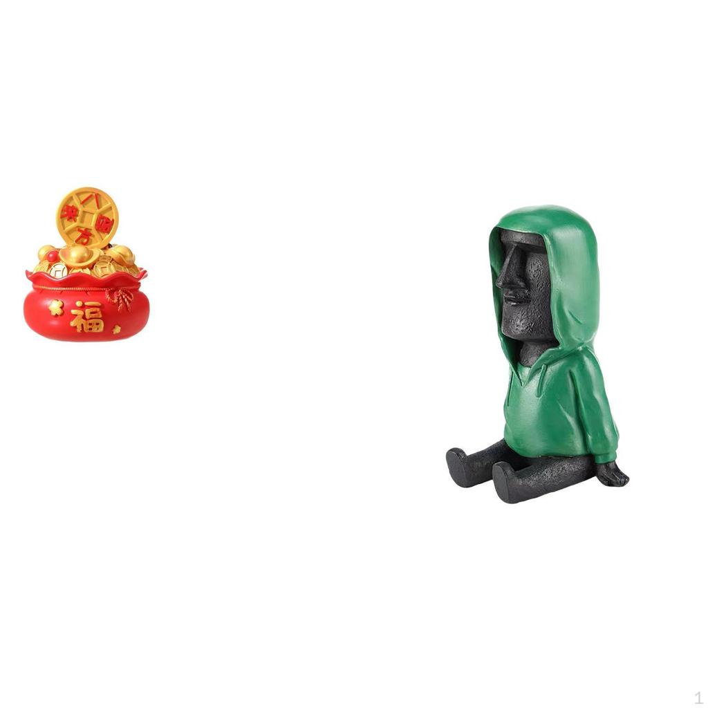 Festival Treasure Basin Cornucopia Ornament And Easter Island Moai Head Statue Antique Portrait