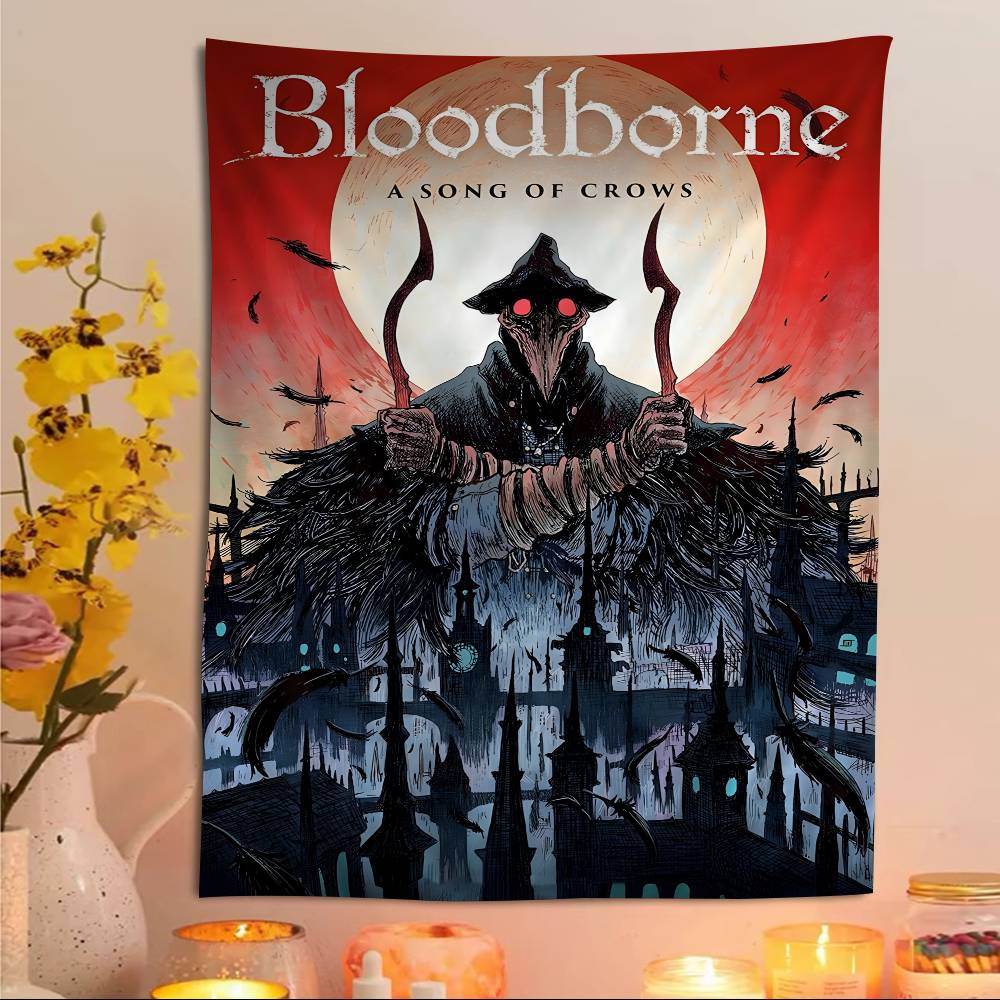 Dark Hunter BBloodborne Game Anime Tapestry Hanging Tarot Hippie Wall Rugs Dorm Home Decor