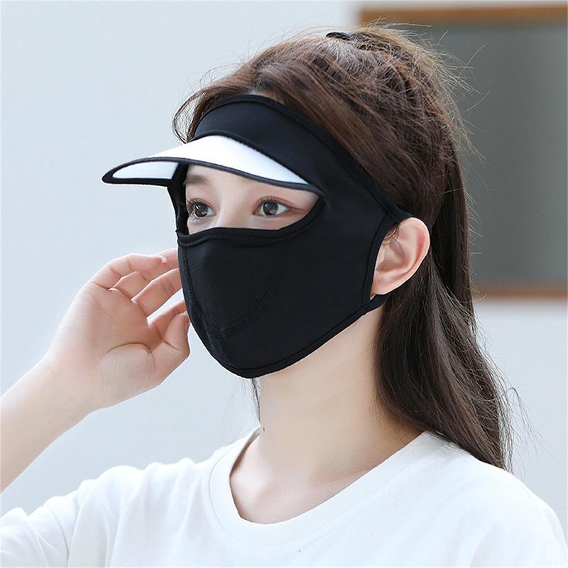 

1Pieces Summer Ice Silk Mask UV Protection Face Cover Sunscreen Veil Face With Brim Outdoor Cycling Mountaineering Scarf чёрный