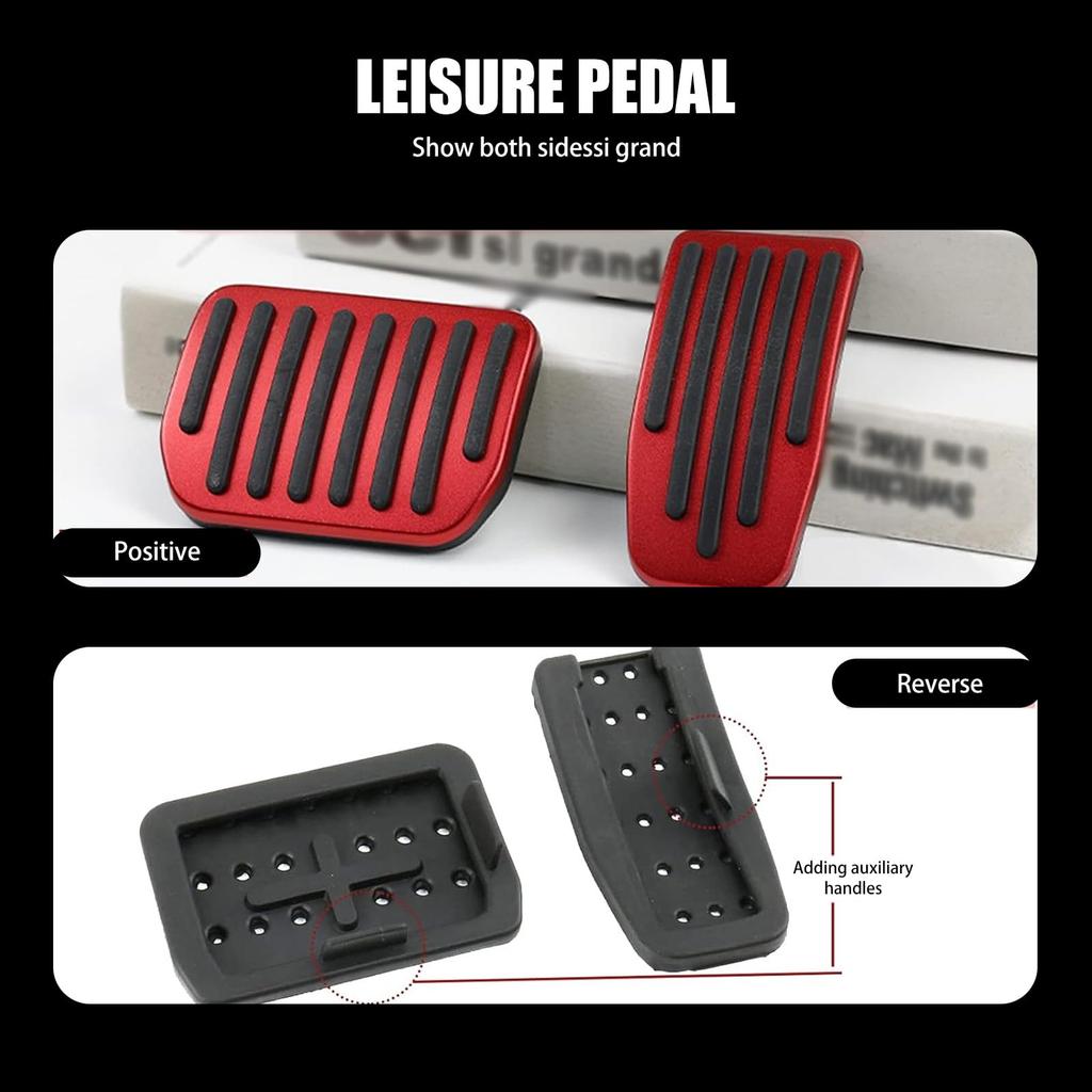 cerfioo Car Foot Pedal Pad Replacement Alloy Brushed + Rubber