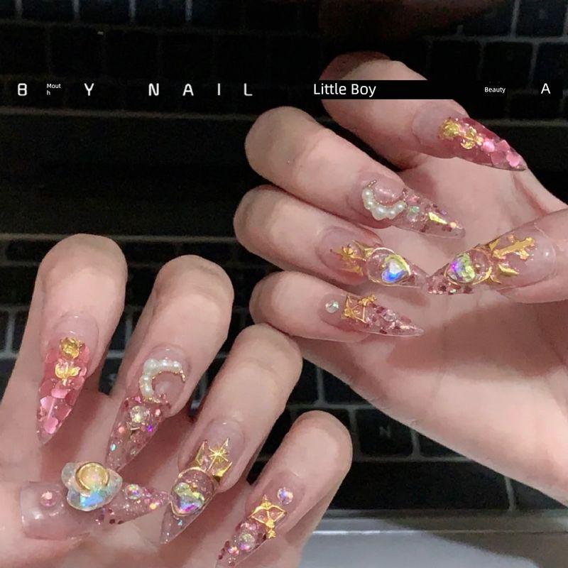 

Nail Patch Nail Stickers Finished Nail Beauty Wear Nail Tip Ins Wearable Nail Beauty Girl Warrior XS size 104 sweet