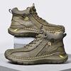 Daily Wear Men Winter Warm Boots Lace-Up Leather High Top Shoes Anti-Slip Hiking Motorcycle Boots Versatile Man Treking Footwear