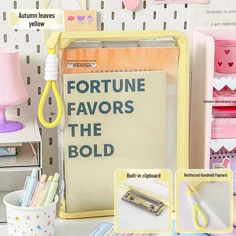 

A4 Pastel Zipper Clipboard & File Bag with Handle - Large Capacity Office Tote Handle Only (No Clip)