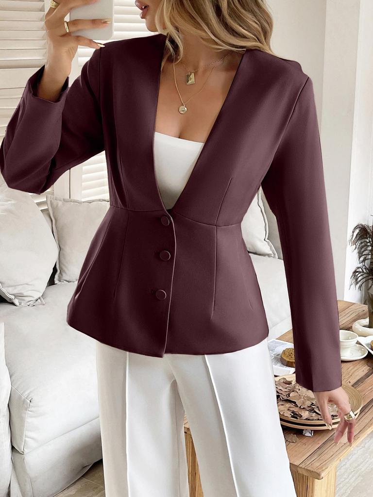 2025 Autumn/Winter European & American Elegant Long-Sleeve Buttoned Women's Suit Jacket
