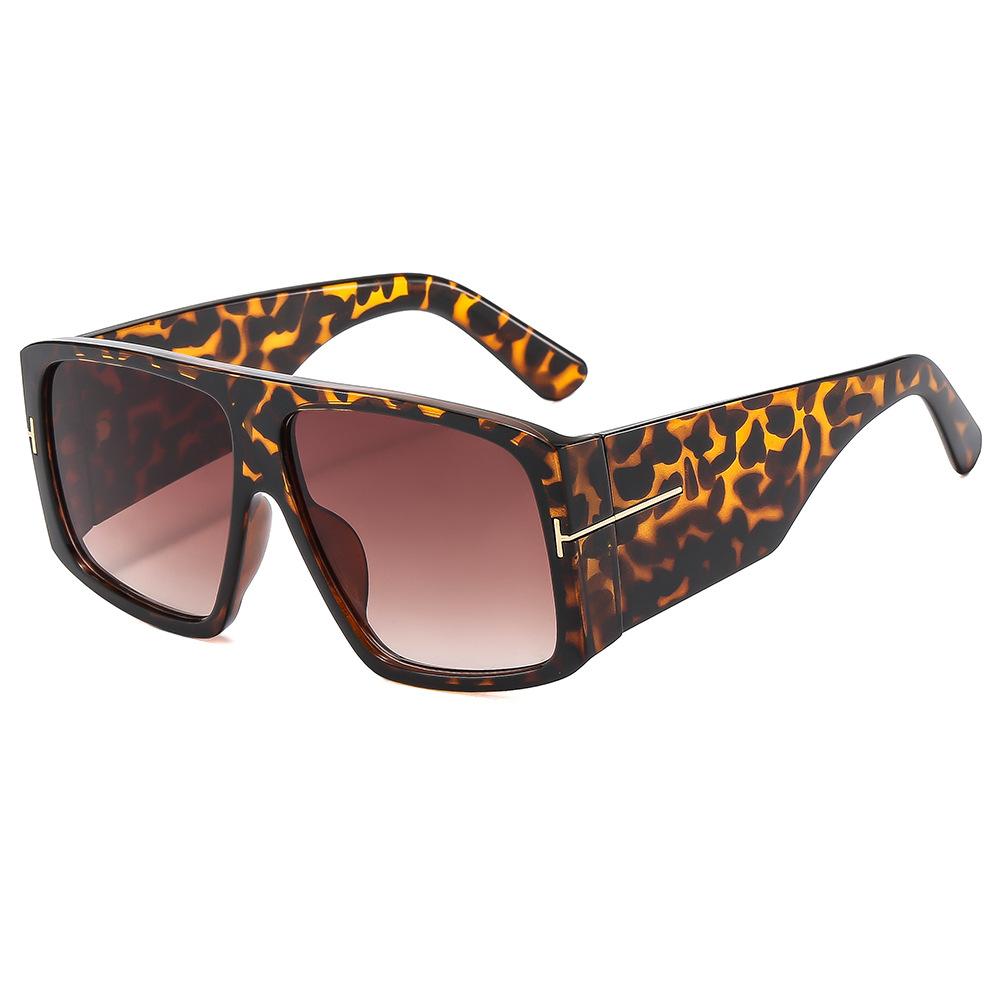 Leopard Print Men And Women Large Frame Sunglasses Wide Legs Decorative Sunglasses Trendy Sunglasses