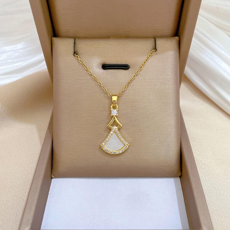 Shell Skirt Micro-Inlaid Necklace Earrings Set Light Luxury Personality Temperament Earrings Necklace Combination