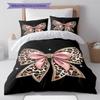 Leopard Bow Pattern Bedding Quilt Set Quilt Cover Pillowcase Home Decoration Gift (1 * duvet cover + 2 * pillowcase, without core)
