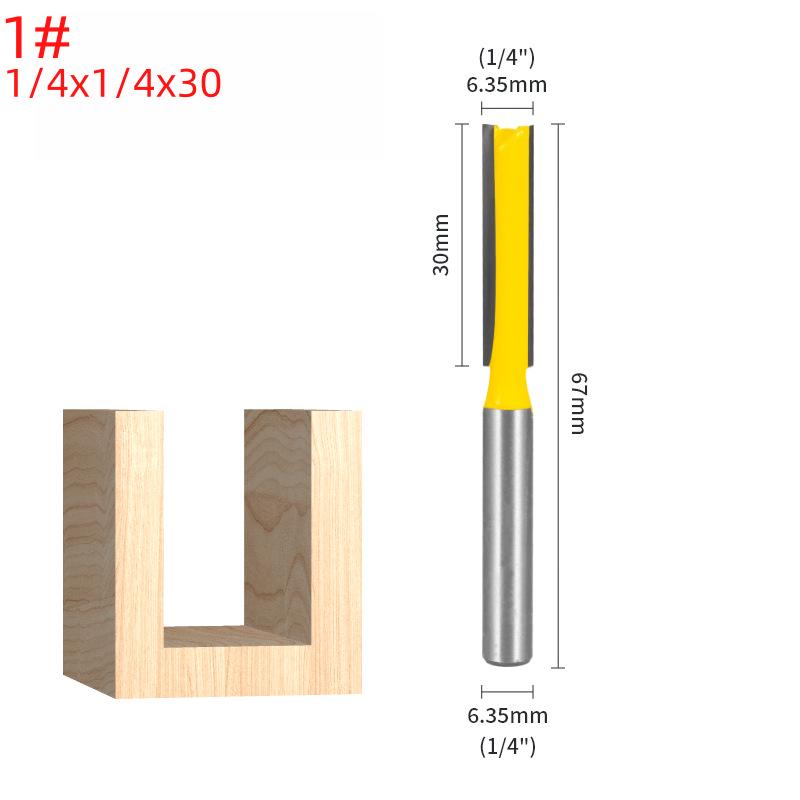 6-Piece Yellow Router Bit Set for Woodworking: Straight, Trimming, Grooving, and Engraving Bits