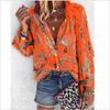 Women's Autumn/Winter Multi-Color Chain Print Stand Collar Long Sleeve Shirt