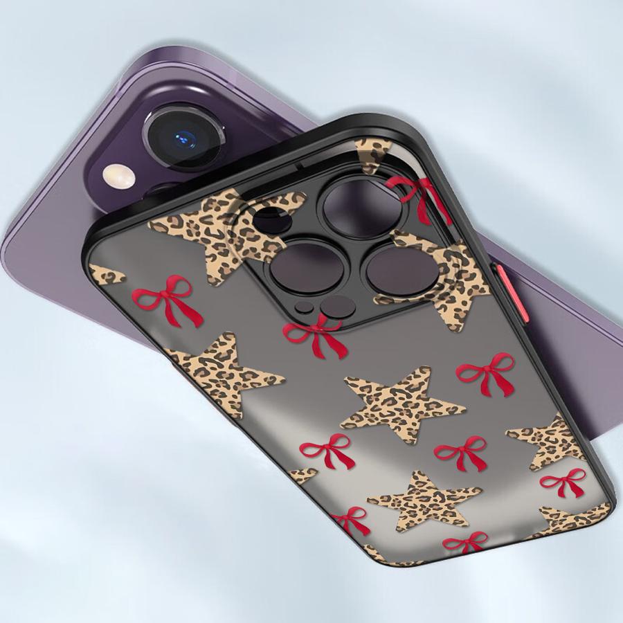 Leopard Love Star Case for iPhone 17 Pro Max 12 11 Air 14 16 Plus 15 XS XR 7 8 SE 13 Mini Funda Back Phone Cover