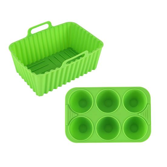 Air Fryer Liners Silicone Baking Tray Rectangular Non-Stick Mold for Cakes Jelly Pudding Dishwasher Safe Air Fryer Accessories