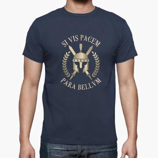 Se Vuoi la Pace Prepara la Guerra Elmo Spartano Spade Incrociate Maglietta Estiva Cotone Girocollo Manica Corta T-Shirt da Uomo Nuova S3XL