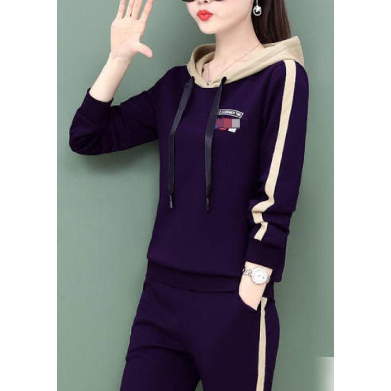 Spring and Autumn Casual Sports Suit Women's Fashion Korean Style Large Size Hooded Sweatshirt Two-piece Suit