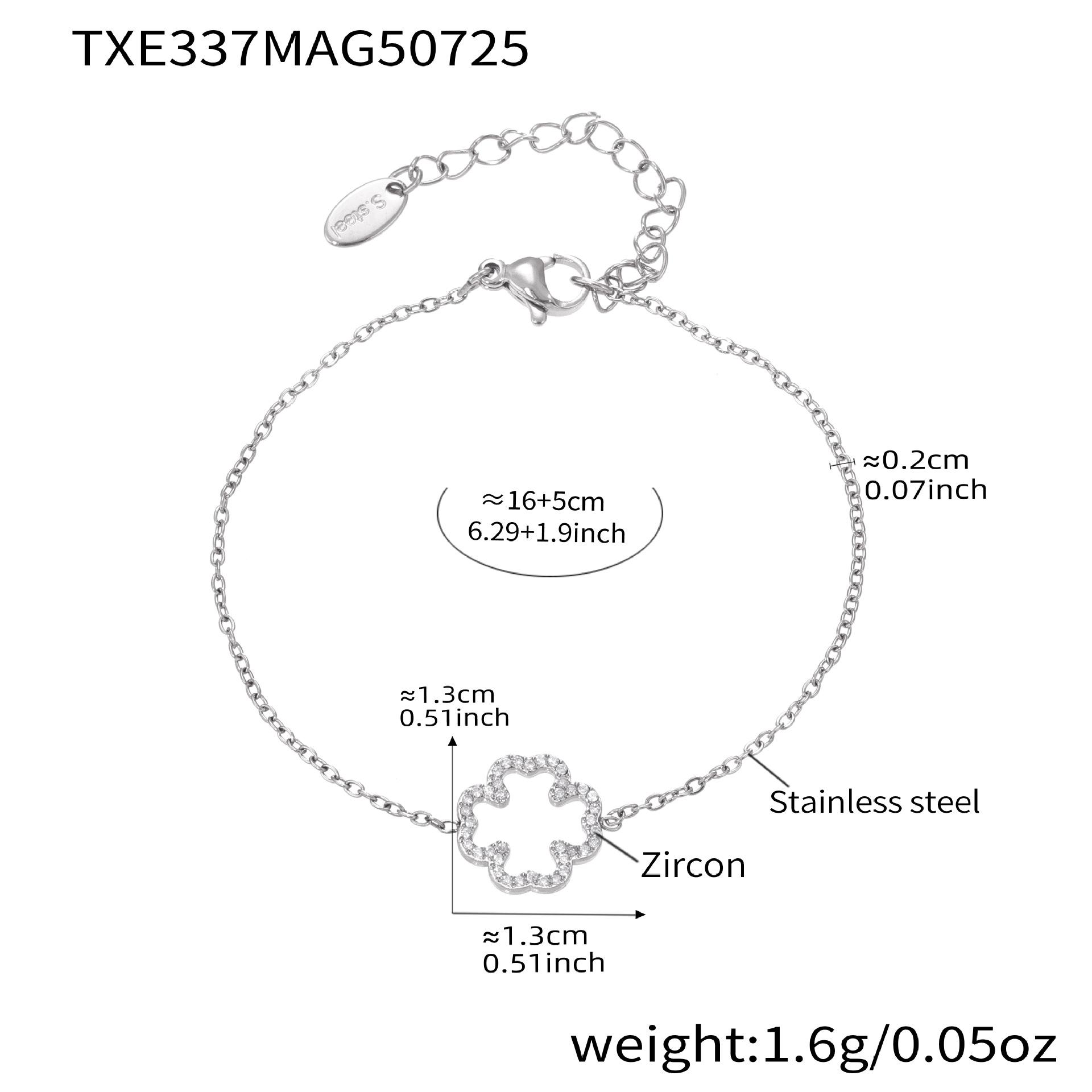 Qiong Yao 5A Zircon Sparkling Clover Jewelry Set: Necklace & Bracelet for Women