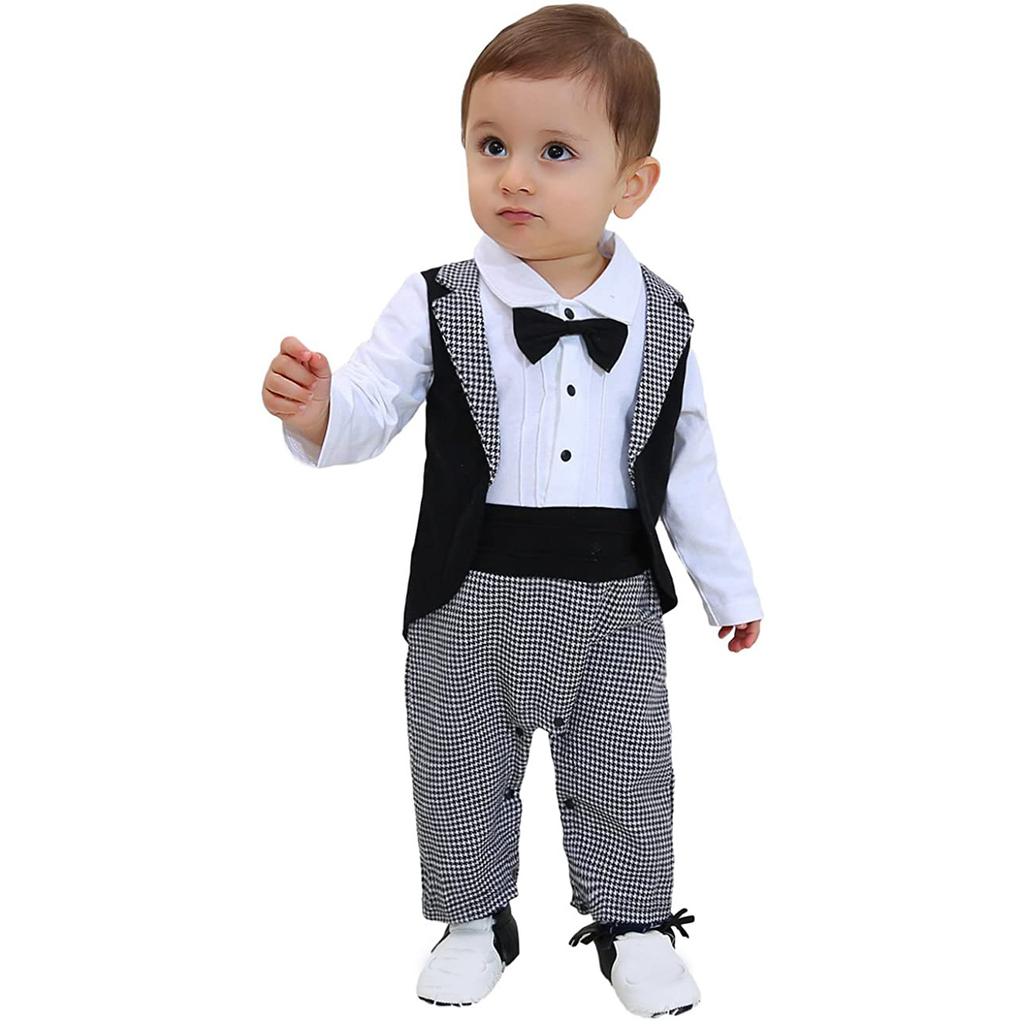 XiinxiGo Baby Jungen Smoking Anzug - Gentleman Strampler Für Taufe, Hochzeit & Feiern