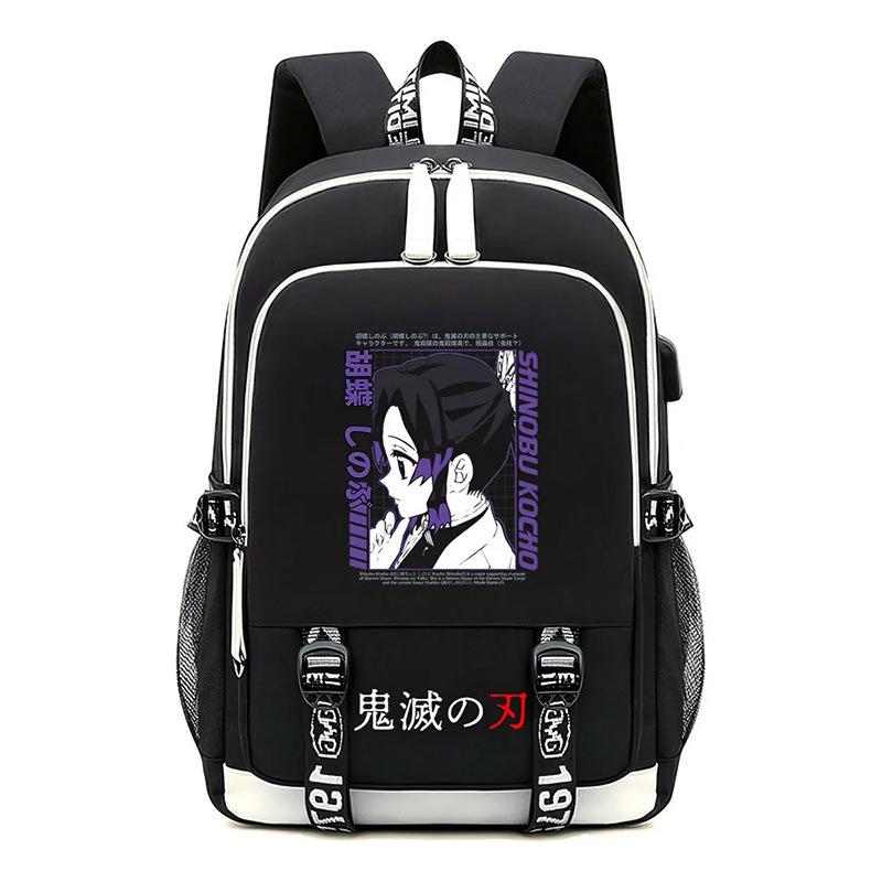Animation Schoolbag Demon Slayer Cross-border Trend USB Large-capacity Student Spine Backpack