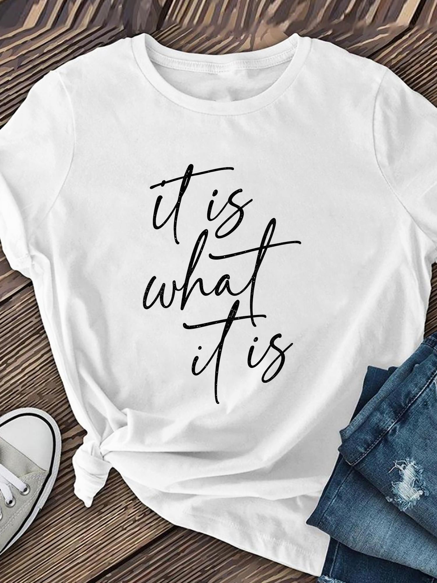 Minimalist Handwritten Calligraphy Style Naturally Printed Sleeved Printed Round Neck Clothing 2026 New Style Fashionable Style S