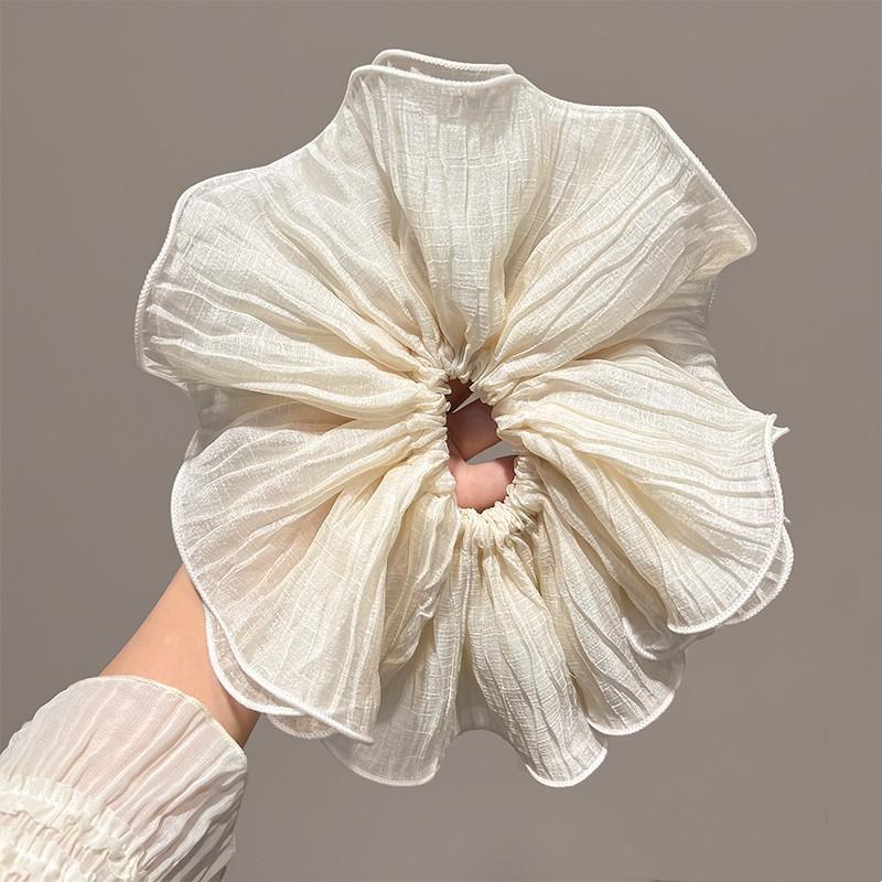 Wrinkled hair band, large intestine band, high-end look, black and white double-layer hair tie, women's versatile hair accessory