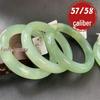 Pulsera de Jade Hetian Verde Hielo Natural A58, Diámetro Interior 57/58mm, Diseño Único con Defecto, Semilla de Hielo Translúcida, Artículo de Regalo Especial.