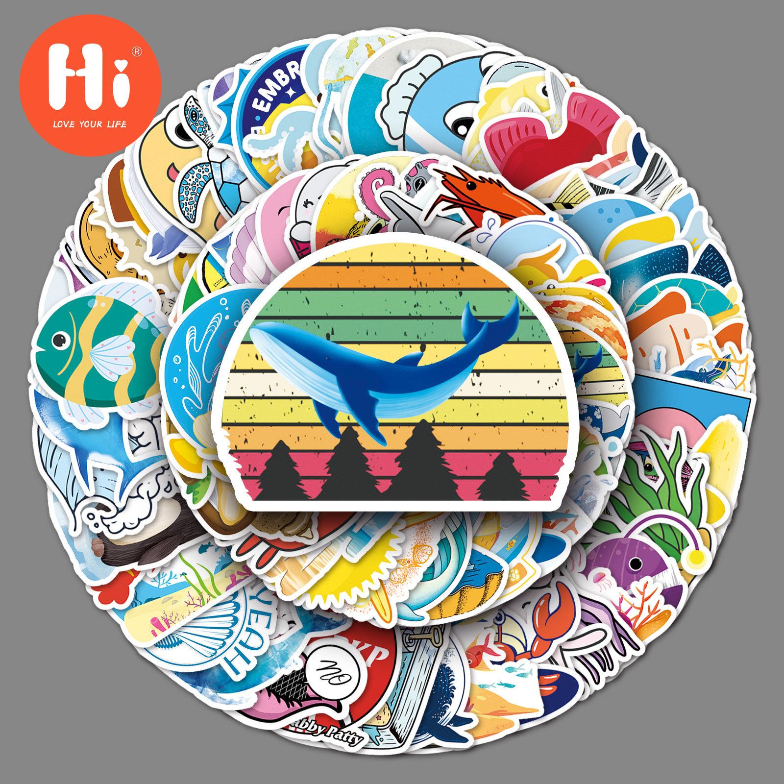 

100 листов наклеек с граффити морских организмов, планшетных компьютеров, скутеров, локомотивов и автомобилей, самоклеящиеся водонепроницаемые наклейки