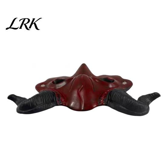 Wide Field Vision Mask Demon Horn Mask, Halloween Devil Head Cosplay Prop, Masquerade Vintage Style Party Horror Costume Accessory, Carnival Trick or