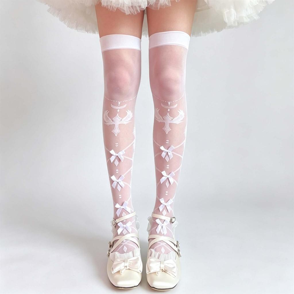 Lolita Summer Overtheknee Socks With Butterfly Knot Design For Fashionable Teens