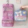 Cartoon Dog Makeup Bag Pink Blue Large Capacity Storage Bag Compartment Design Grid Pattern Organization Bag Bussness Trip