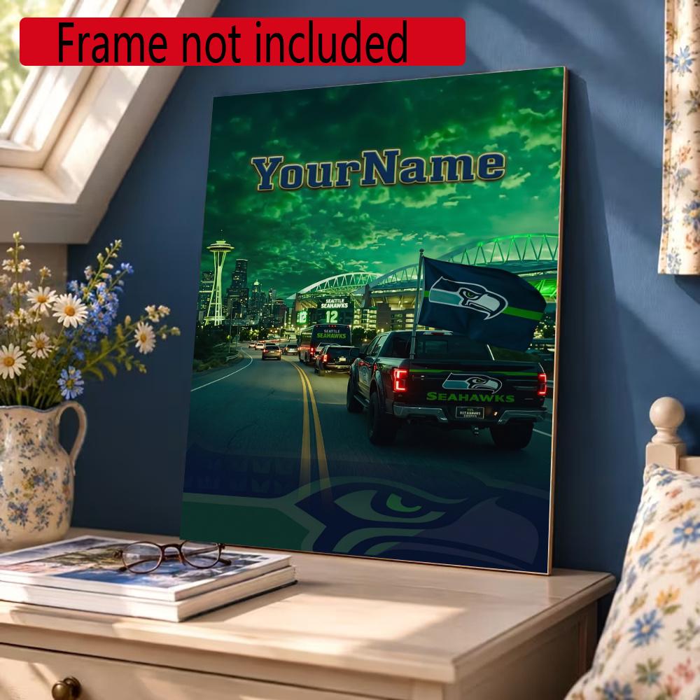 Seattle Seahawks Personalized Name Round Diamond Painting Kit Diamond Embroidery Painting Rhinestones Mosaic Frameless Handwork Decoration Arts