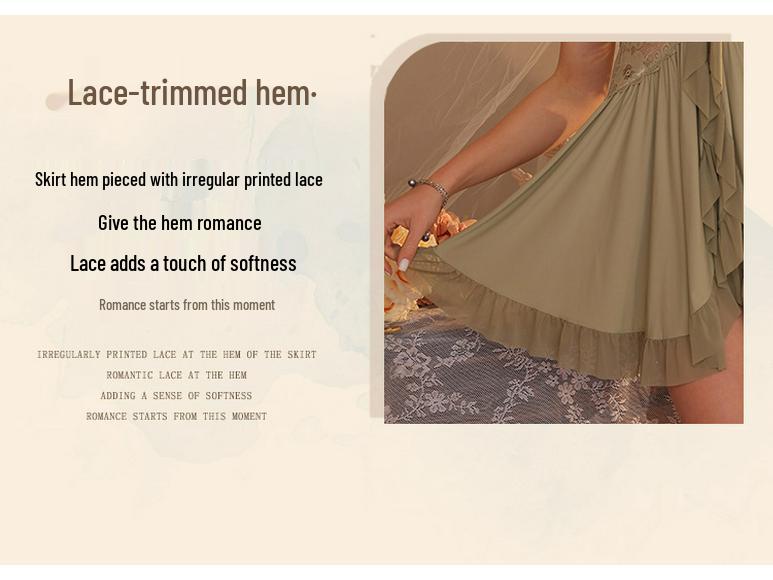 Elegantes Damen Sommer-Camisole-Kleid & Nachthemd-Set mit Spitzenbesatz und Brustpolstern