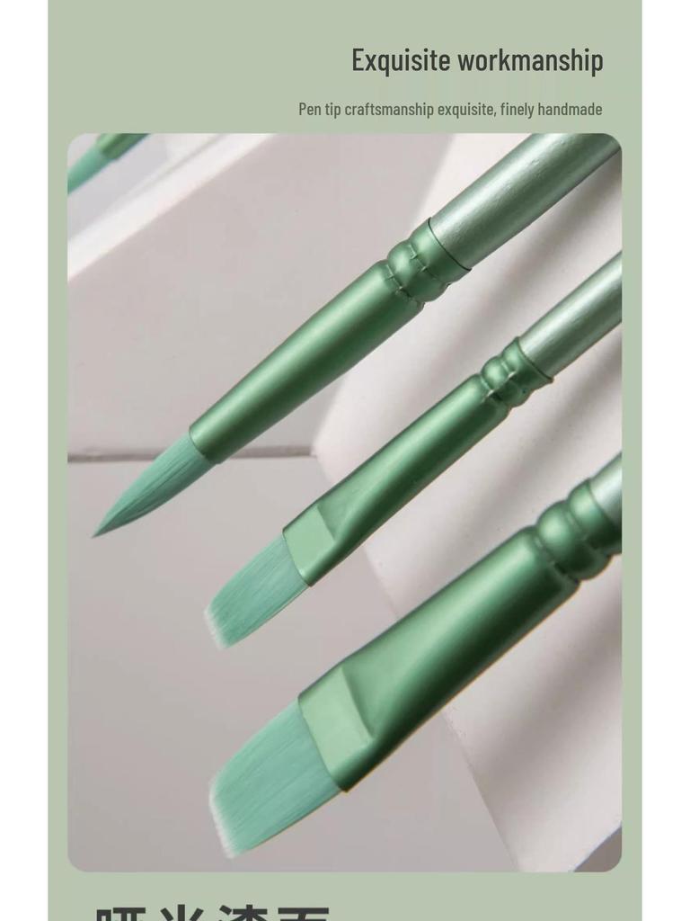 Wheat Nylon Hair Flat Head Brush Set for Digital Oil & Watercolor Painting