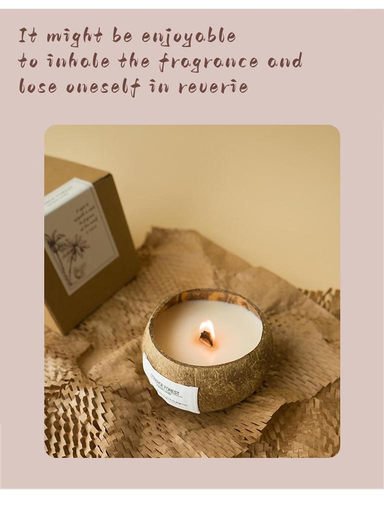 Coconut Shell Aromatherapy Scented Candles - Custom Essential Oil Incense, High-End Plant Wax Fragrance for Home Use and Souvenirs.