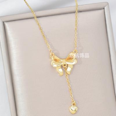 Tassel Bow Necklace Women'S Light Luxury Premium Versatile Temperament Clavicle Chain