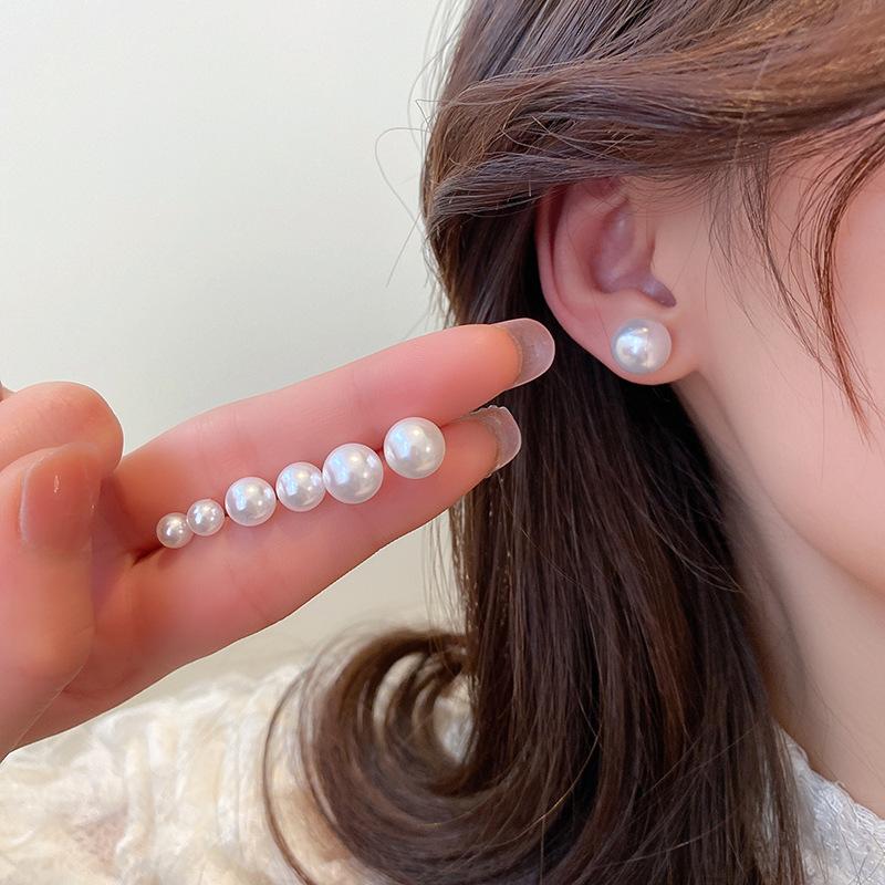 4mm-12mm Imitation Pearl Stud Earring for Women Korean Sweet Temperament Ear Jewelry Accessories Wedding Gift