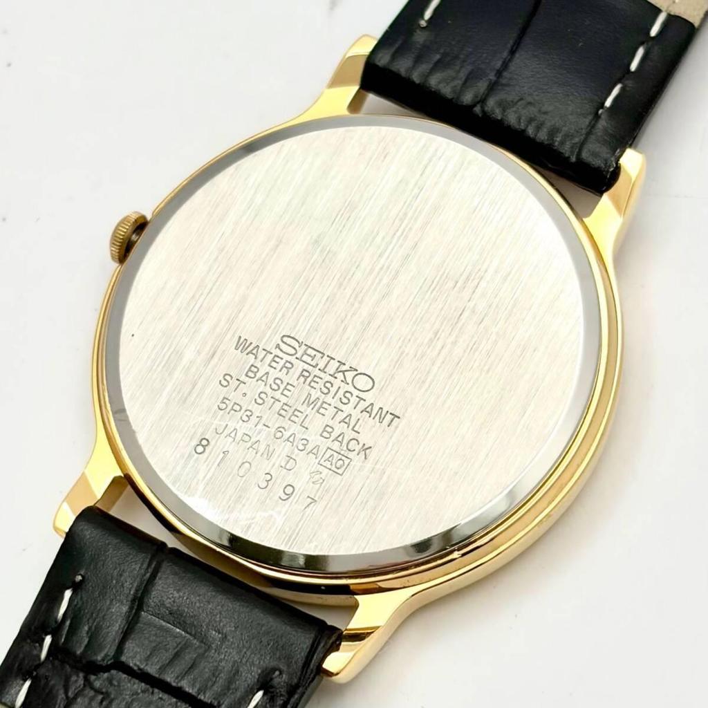 [New Battery] SEIKO Men's Watch Gold 5P31-6A3A 810397 New Belt