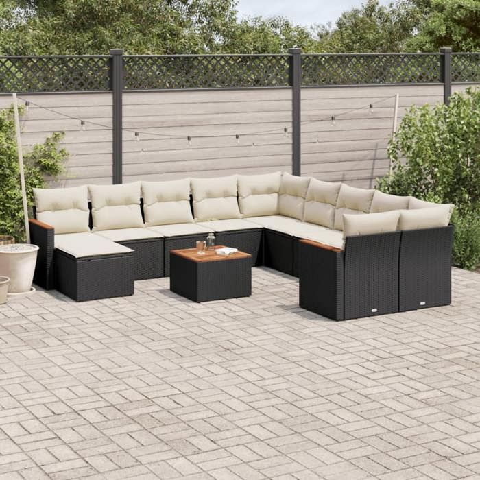 VidaXL Garden Lounge Set with Cushions 12 Pcs, Patio Sofas, Patio Furniture Set, Outdoor Furniture, Black 3258976