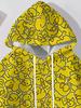 Women's casual sweatshirt with many yellow cartoon ducks densely arranged and printed casual fashion hooded sweatshirt