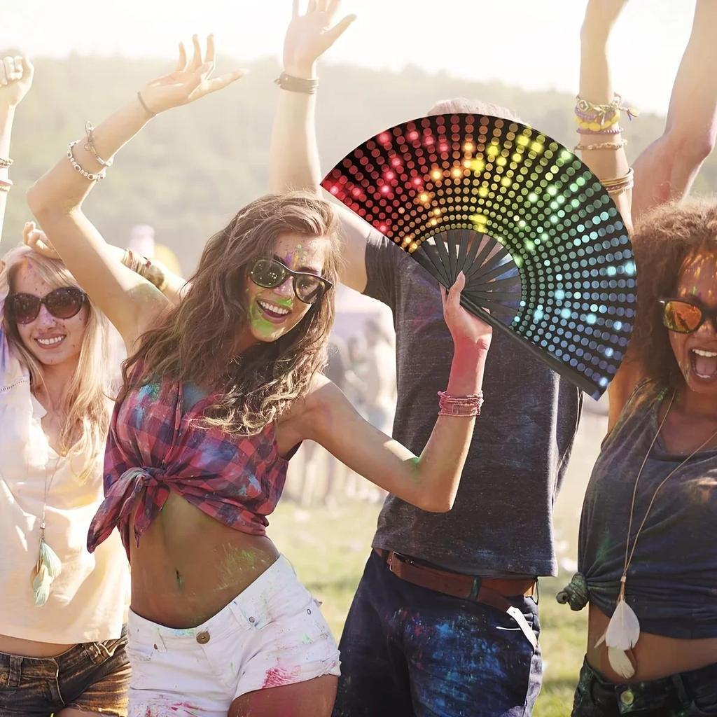 Fluorescent Fan Folding Fan Craft Fan with Vibrant Patterns, Dance Fan, Suitable for Halloween