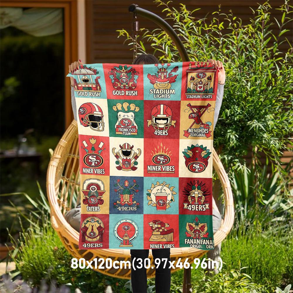 

1PC San Francisco 49ersOutdoor Flannel Blanket - Soft Plush Decor for Picnics, camping, Bedroom, Playroom, Office, or Lunch Break 1312A 80x120cm(31x47inch)