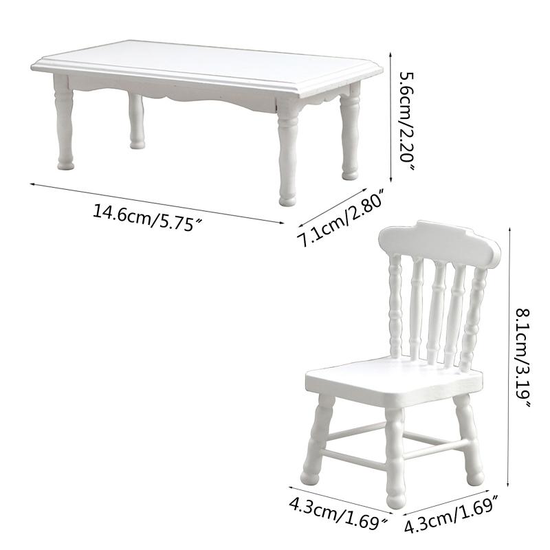Children's Interactive Dollhouse Wooden Dinning Chair Table Decoration Ornaments Toy Portable Relieve Boredom Toys
