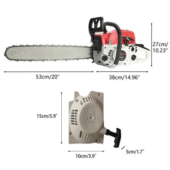 1 Set Gas Chain Saw High Power Multifunction 58 Cubic Centimeter Rust Resistant Wood Chainsaw for Wood Cutting