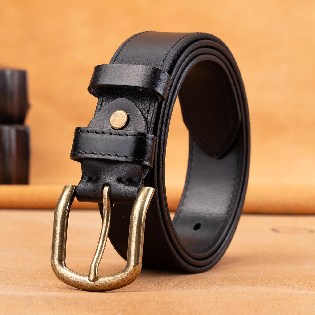 Men'S Whole First-Layer Cowhide Belt Casual Versatile Pin Buckle Leather Belt Business Middle-Aged And Young Men'S Belt