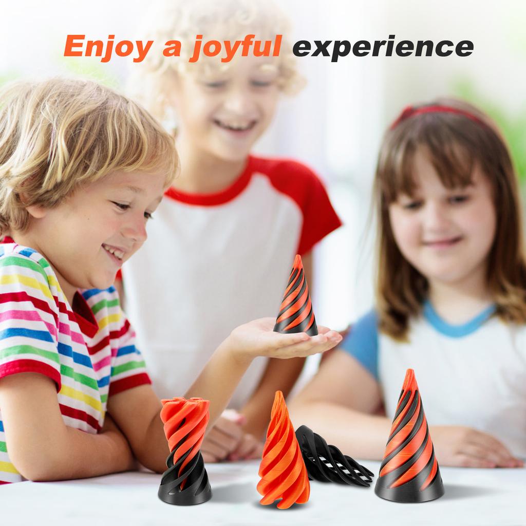 3D Printed Spiral Cone Toy Impossible Pyramid Passthrough Sculpture Pass Through Pyramid Toy Mini Vortex Thread Illusion