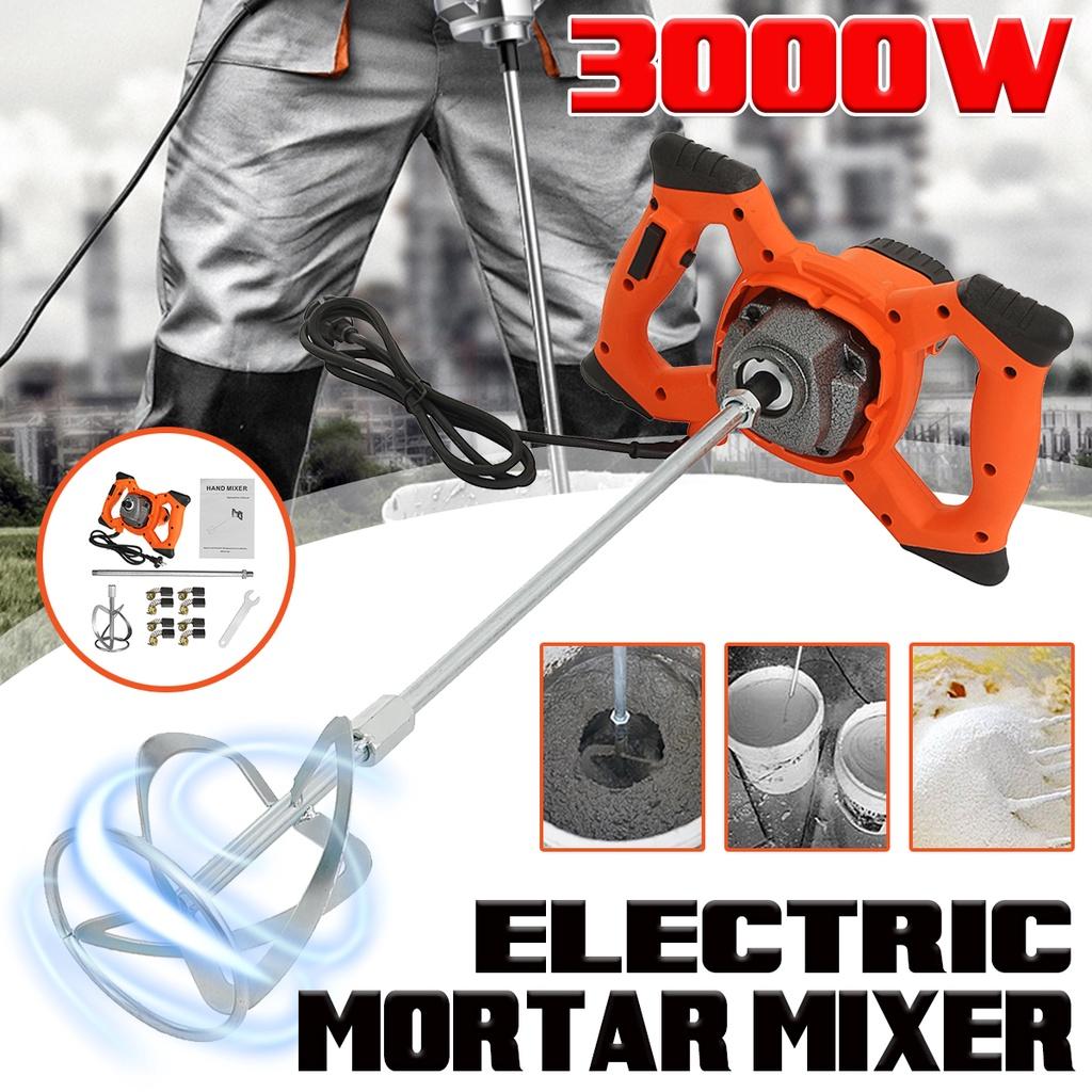 3000W 6 Gear Industrial Grade Mixer Adjustable Speed Handheld Paint Cement Plaster Mortar Coating Powder Mixing Machine