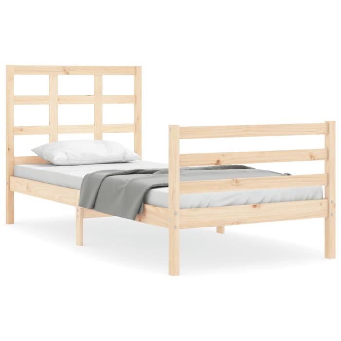 VidaXL Bed Frame with Headboard 90x200 Cm Solid Wood 3193971